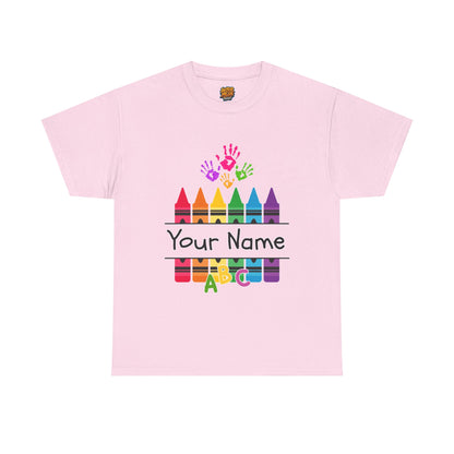 Personalized Teachers shirt with  crayon design | 100% Cotton