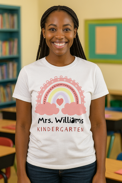 Rainbow Cotton Tee - Personalized Custom T-Shirt for Teachers