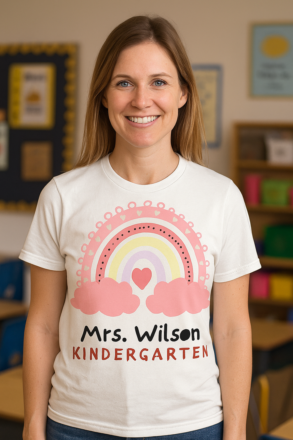 Rainbow Cotton Tee - Personalized Custom T-Shirt for Teachers