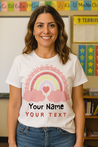 Rainbow Cotton Tee - Personalized Custom T-Shirt for Teachers
